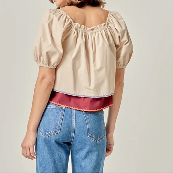 English Factory Lynn RICKRACK TRIM PUFF SLEEVE
TOP - Picture 4 of 8